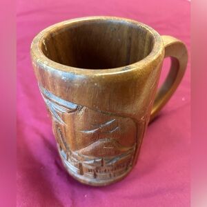 Rustic Carved Wooden Mug